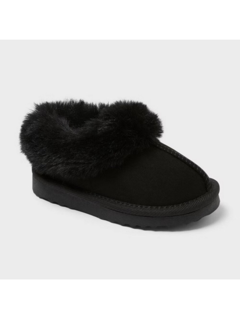 Toddler Piper Faux Fur Cuff Scuff Slippers - Cat & Jack™ - Black
